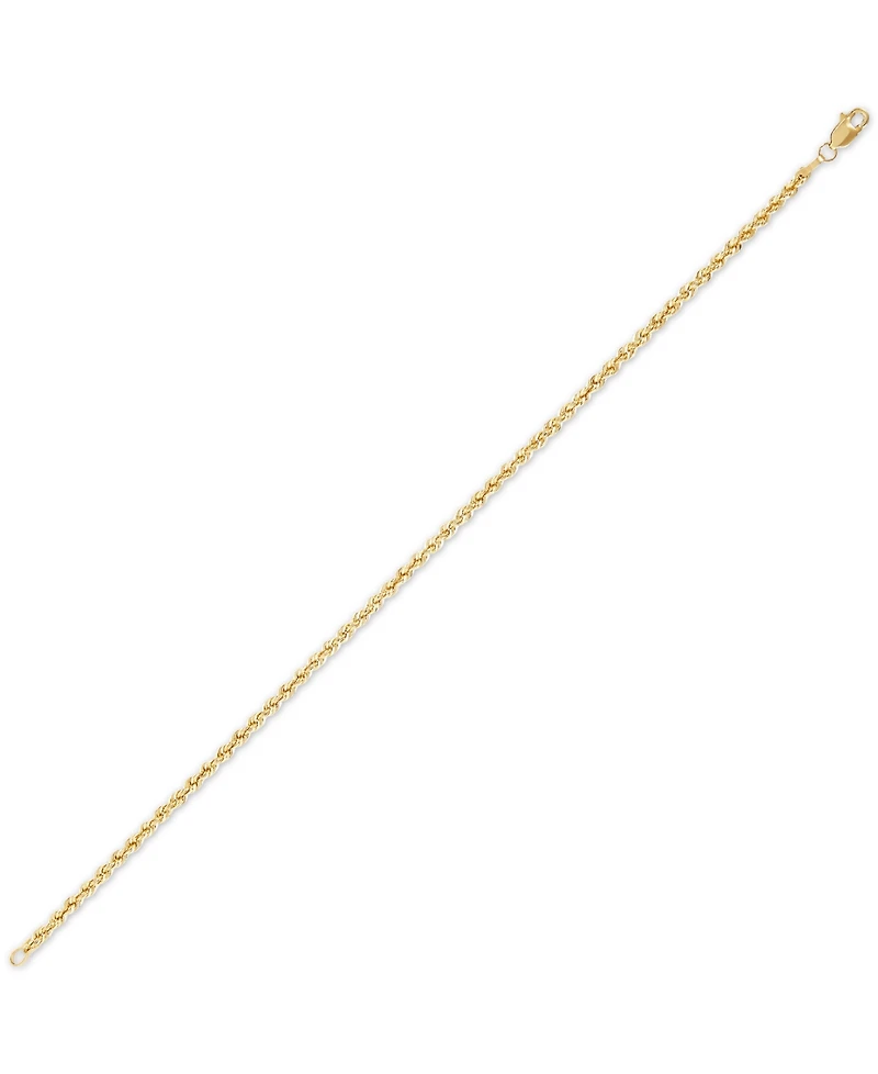 Lightweight Glitter Rope Link Chain Bracelet in 10k Gold