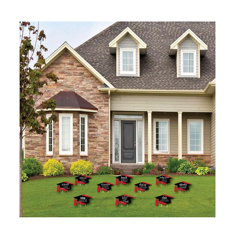 Red Grad - Best is Yet to Come - Lawn Decor - Graduation Party Yard Decor 10 Pc