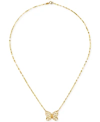 Butterfly Openwork 18" Pendant Necklace in 10k Gold