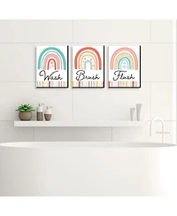 Hello Rainbow Boho Kids Wall Art - 7.5 x 10 in Set of 3 - Wash, Brush, Flush