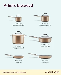 Anolon Ascend Hard Anodized Nonstick Cookware Set, 10 Piece