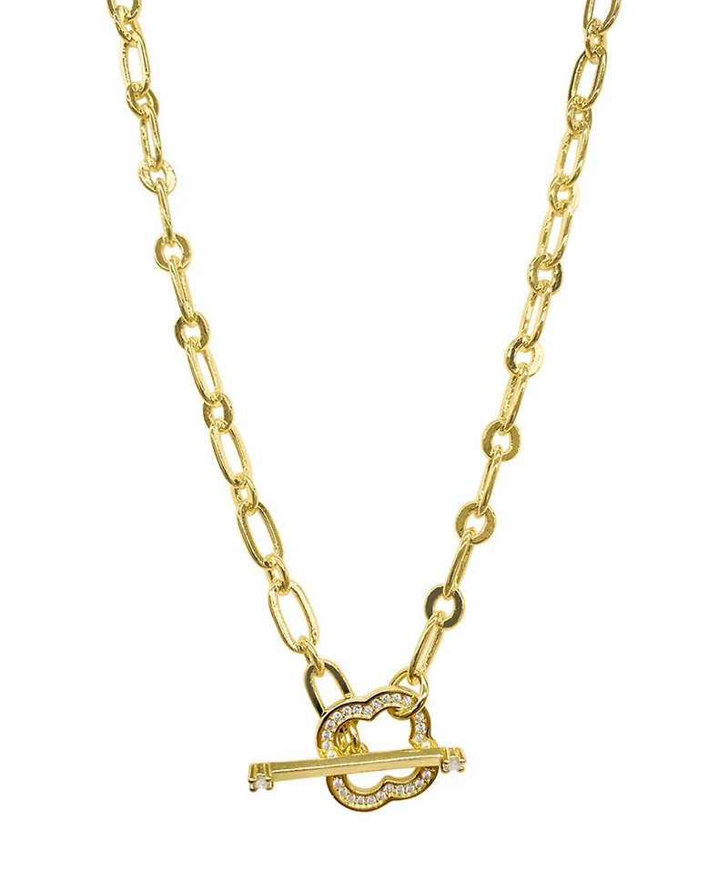 Adornia Plated Crystal Clover Toggle Necklace