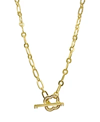 Adornia Plated Crystal Clover Toggle Necklace