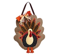 Evergreen Turkey Burlap Door Decor, 13.30x17.50"H