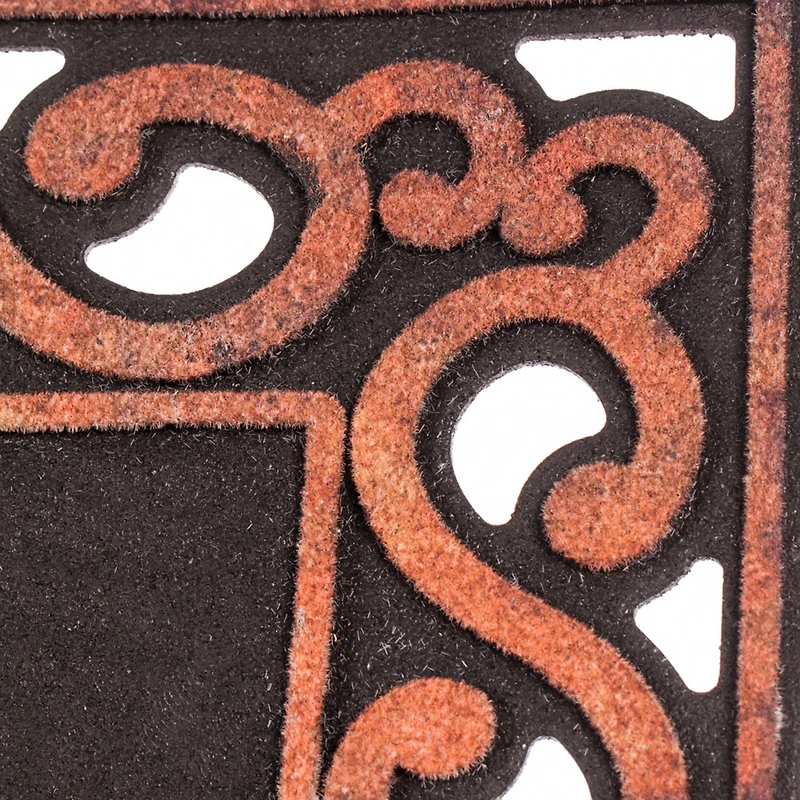 Evergreen Bronze Verigated Scroll Sassafras Floor Mat Indoor Outdoor Rubber Tray 18"x30" Fits Sassafras Inserts 10"x22" Black