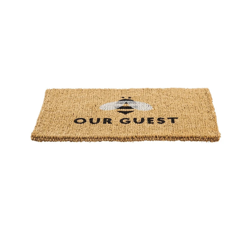 Evergreen Bee Our Guest Woven Back Indoor Outdoor Natural Coir Doormat 1'6"x2'6" Multicolored