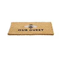 Evergreen Bee Our Guest Woven Back Indoor Outdoor Natural Coir Doormat 1'6"x2'6" Multicolored