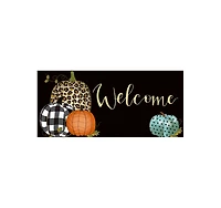 Evergreen Mixed Print Pumpkins Sassafras Indoor Outdoor Switch Doormat 10"x1'10" Black