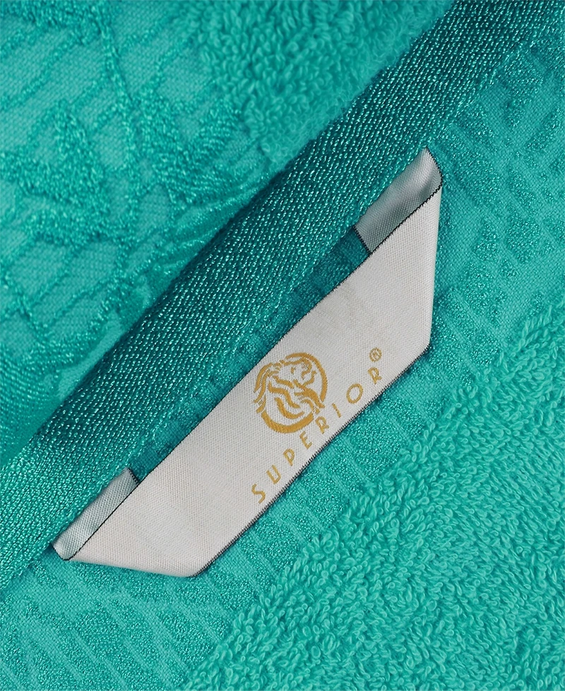 Superior Wisteria Floral Embroidered Jacquard Border Cotton 2 Pieces Bath Towel Set