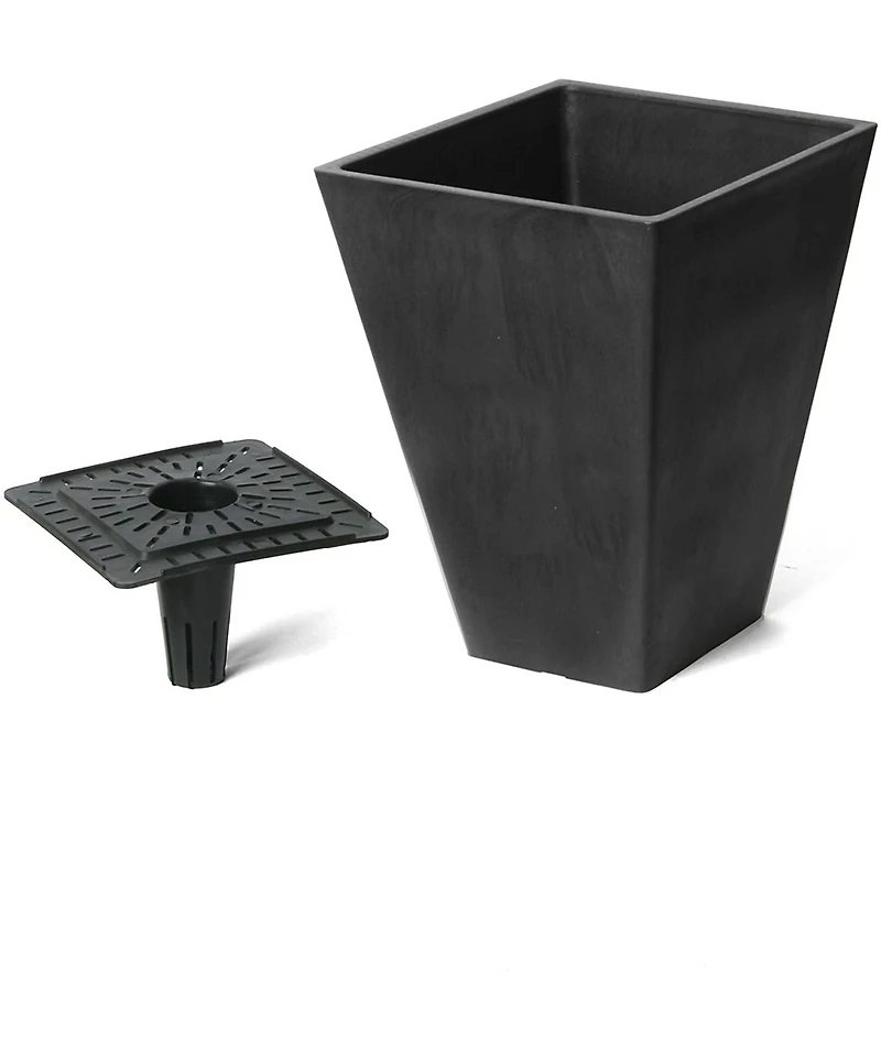 Algreen 17326 Valencia Square Flower Pot Planter 10 Inch Black