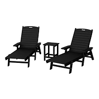 WestinTrends 3 Pieces Set Poly Adirondack Outdoor Chaise Lounges with Side Table