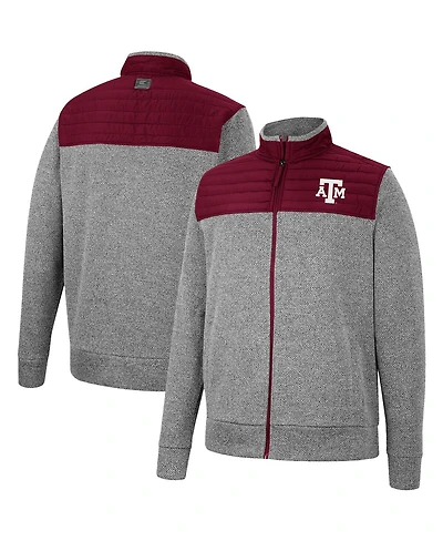 Men's Colosseum Charcoal, Maroon Texas A&M Aggies Putter Herringbone Full-Zip Jacket
