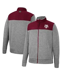 Men's Colosseum Charcoal, Maroon Texas A&M Aggies Putter Herringbone Full-Zip Jacket