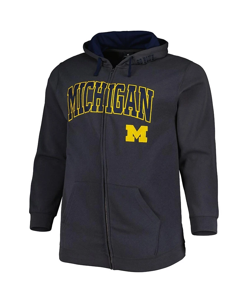 Men's Colosseum Charcoal Michigan Wolverines Big and Tall Team Full-Zip Hoodie