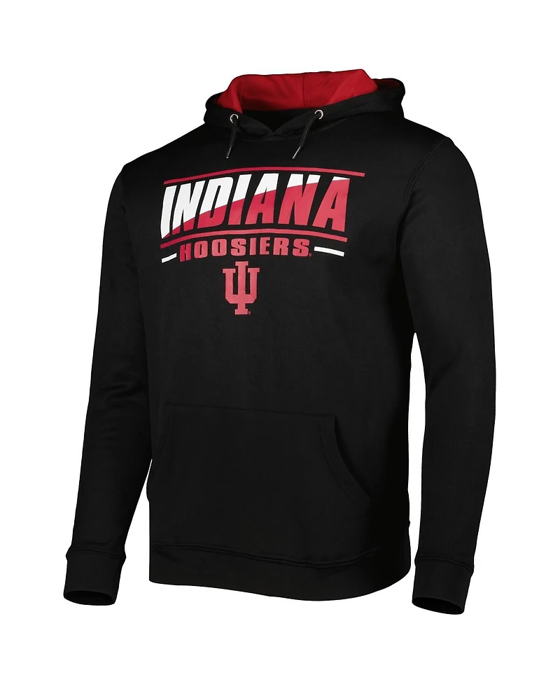 Men's Colosseum Black Indiana Hoosiers Slash Stack 2.0 Pullover Hoodie