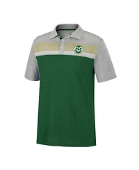 Men's Colosseum Green, Heathered Gray Colorado State Rams Caddie Polo Shirt