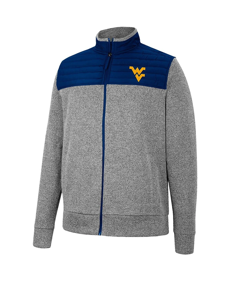Men's Colosseum Charcoal, Navy West Virginia Mountaineers Putter Herringbone Full-Zip Jacket