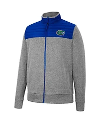 Men's Colosseum Gray, Royal Florida Gators Putter Herringbone Full-Zip Jacket