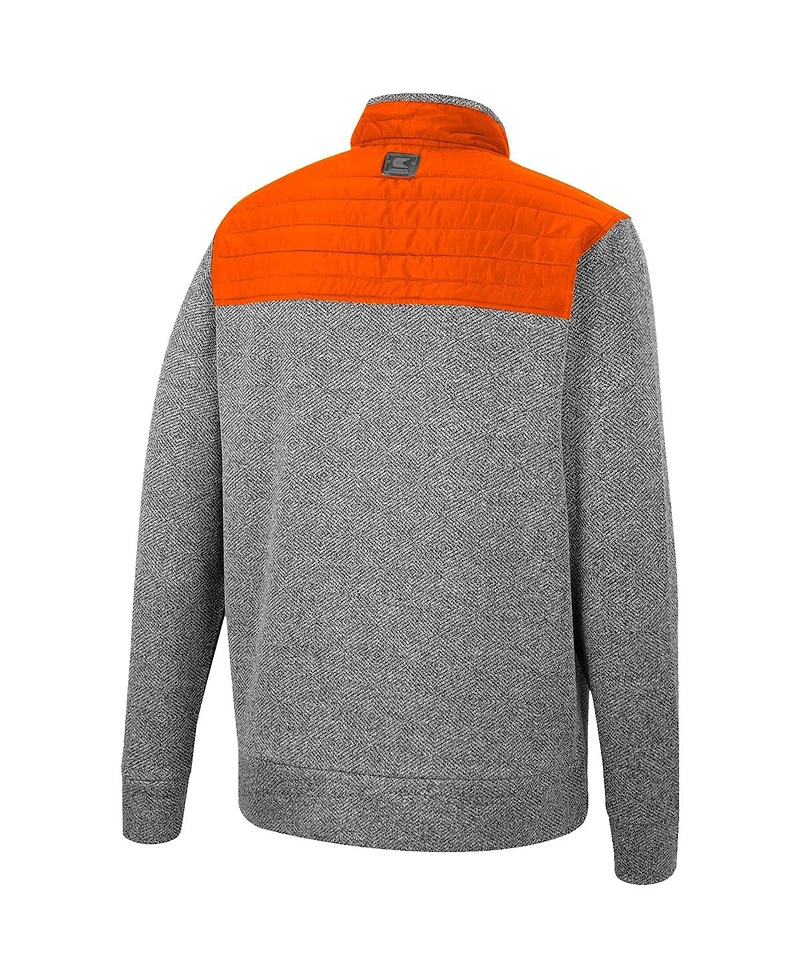 Men's Colosseum Gray, Orange Miami Hurricanes Putter Herringbone Full-Zip Jacket