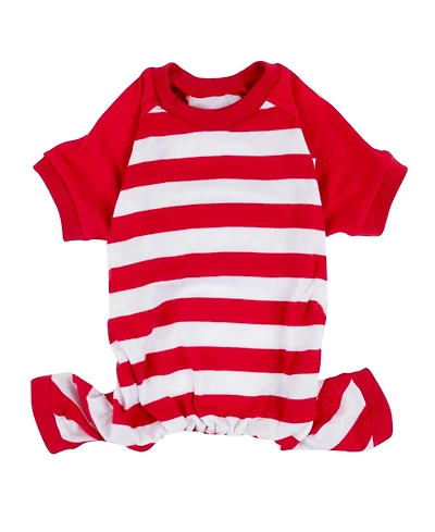 Leveret Dog Cotton Pajamas, Striped Red and White, Matching Family Christmas Pajamas