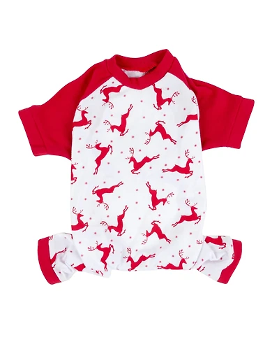 Leveret Dog Cotton Pajamas, Reindeer Print, Matching Family Christmas Pajamas