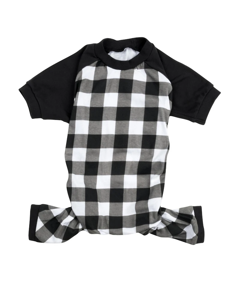 Leveret Dog Cotton Pajamas, Plaid Black and White, Matching Family Christmas Pajamas