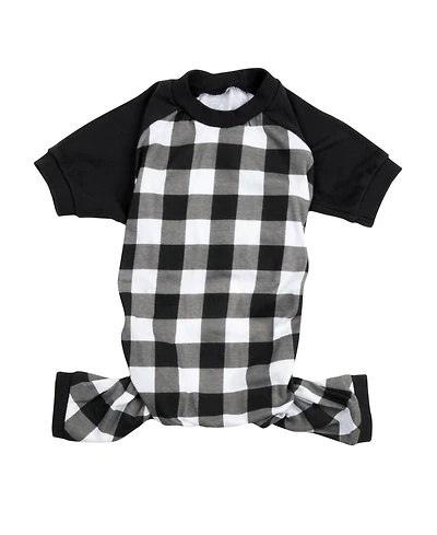 Leveret Dog Cotton Pajamas, Plaid Black and White, Matching Family Christmas Pajamas