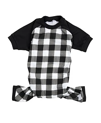 Leveret Dog Cotton Pajamas, Plaid Black and White, Matching Family Christmas Pajamas