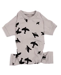 Leveret Dog Cotton Pajama Bird Gray