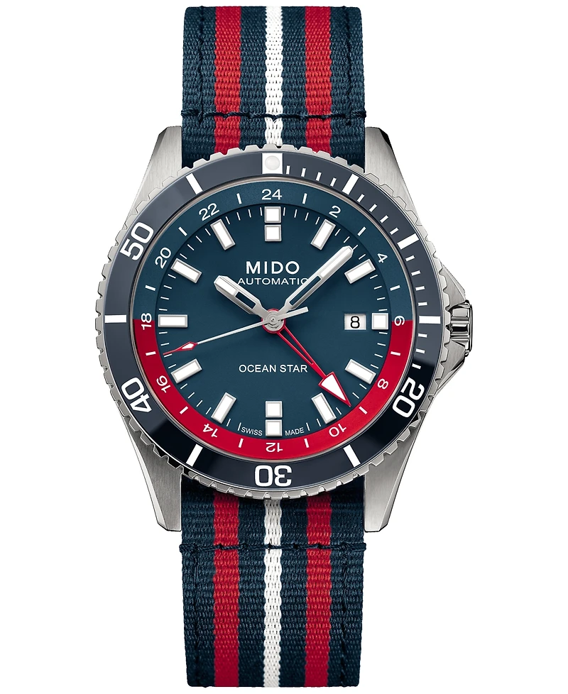 Mido Men's Swiss Automatic Ocean Star Gmt Stainless Steel Bracelet Watch 44mm