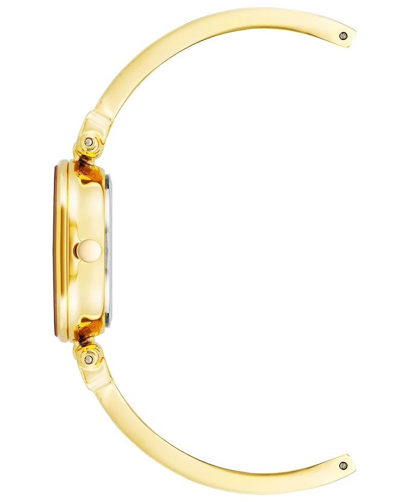 Anne Klein Women's Gold-Tone Alloy with Red Enamel Bangle Watch 34mm