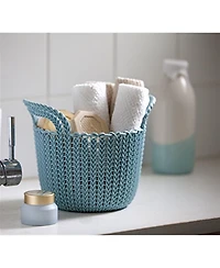 Keter 231981 Knit Round X-Small 3-Piece Basket Set, Extra, Misty Blue
