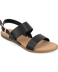Journee Collection Women's Lavine Double Strap Flat Sandals