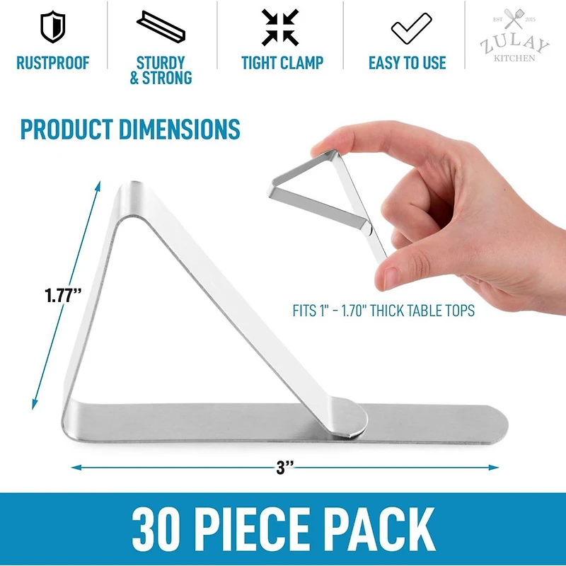 30 Pack Tablecloth Clips - Durable Stainless Steel Table Cloth Clips & Cover Clamps