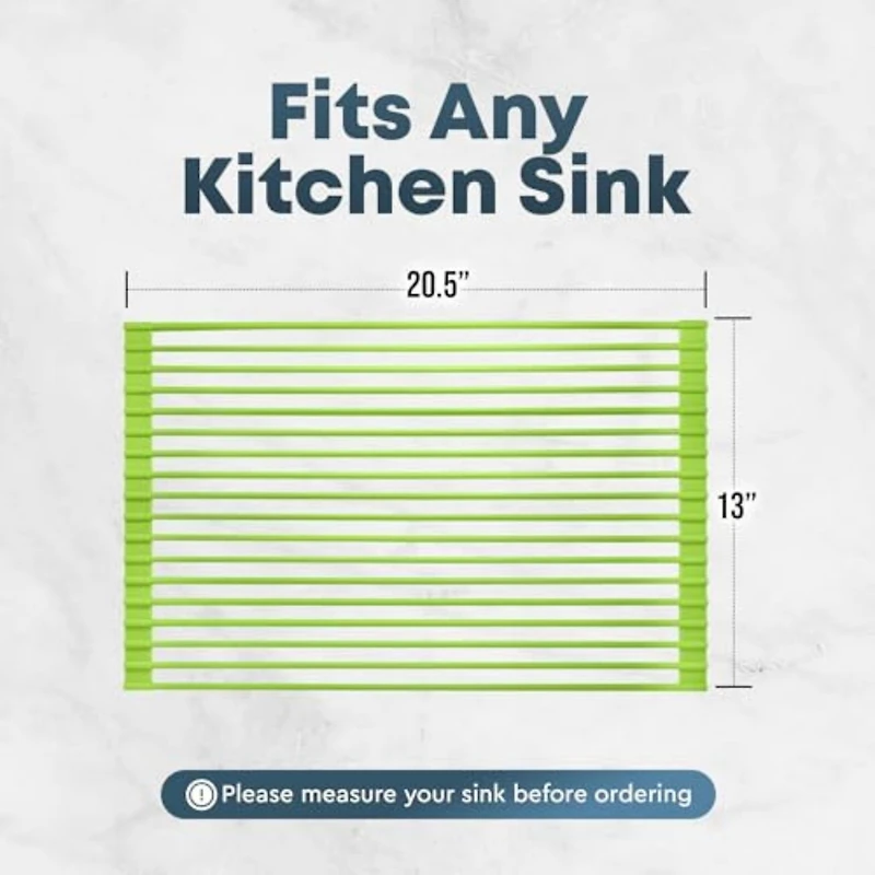 Multipurpose Heavy Duty Silicone Roll Up Sink Drying Rack Large