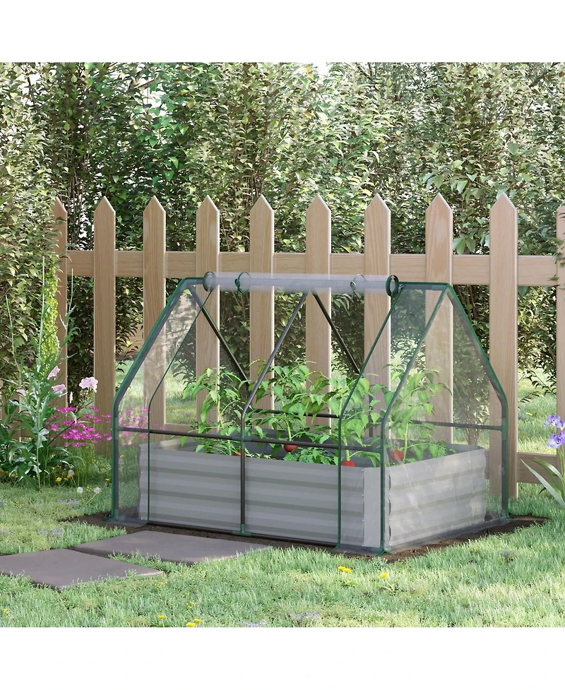 Outsunny Raised Garden Bed with Cover, Mini house