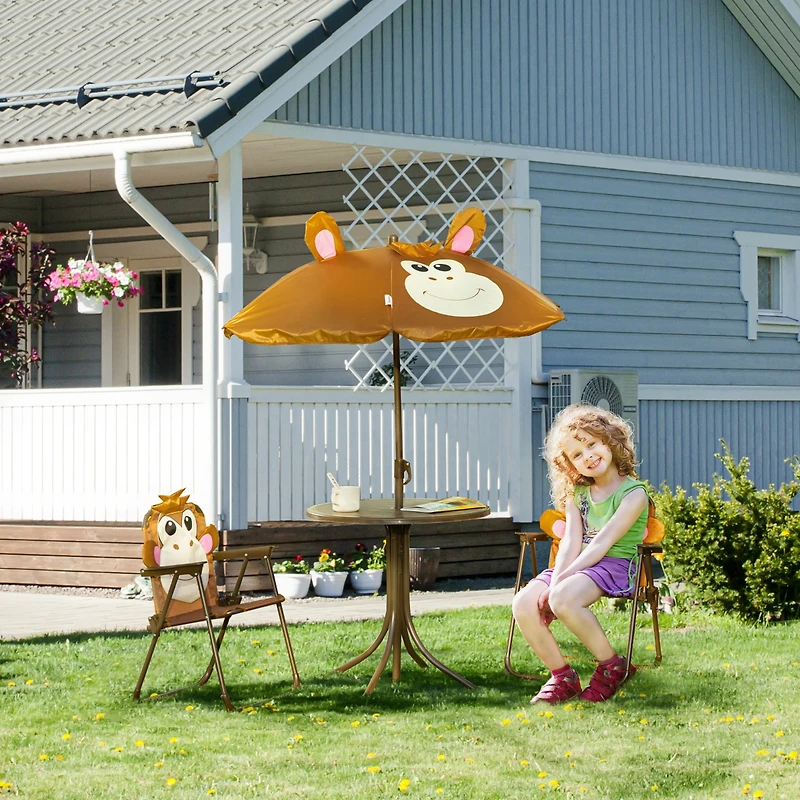 Outsunny Folding Kids Table and Chair Set for Garden, Backyard,