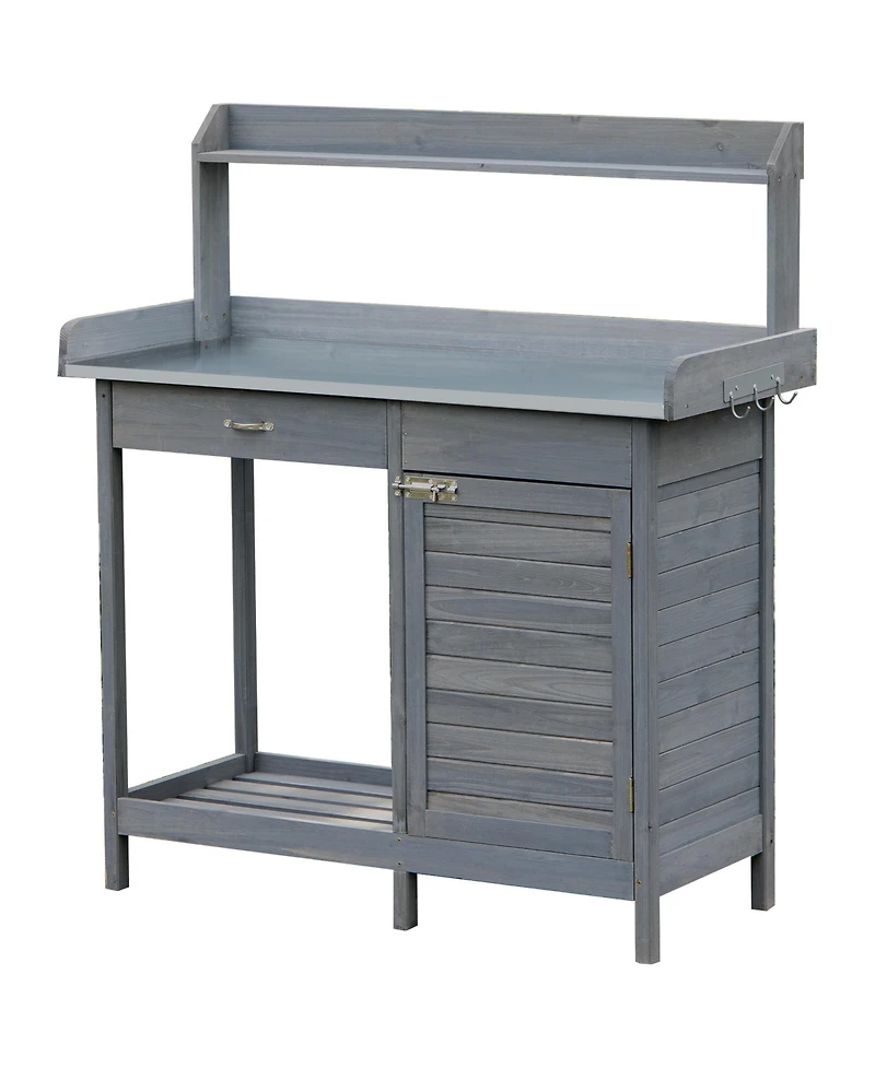 Outsunny Potting Bench Prep Table with Faucet, and Storage