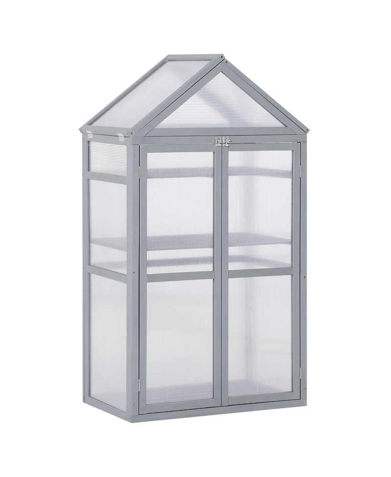 Outsunny 32" x 19" x 54" Wood Cold Frame house w/ Adjustable Shelves