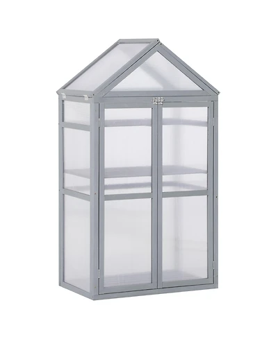 Outsunny 32" x 19" x 54" Wood Cold Frame house w/ Adjustable Shelves