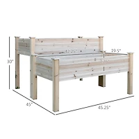 Outsunny 2 Tier Raised Garden Bed, Elevated Wooden Planter Box, Natural