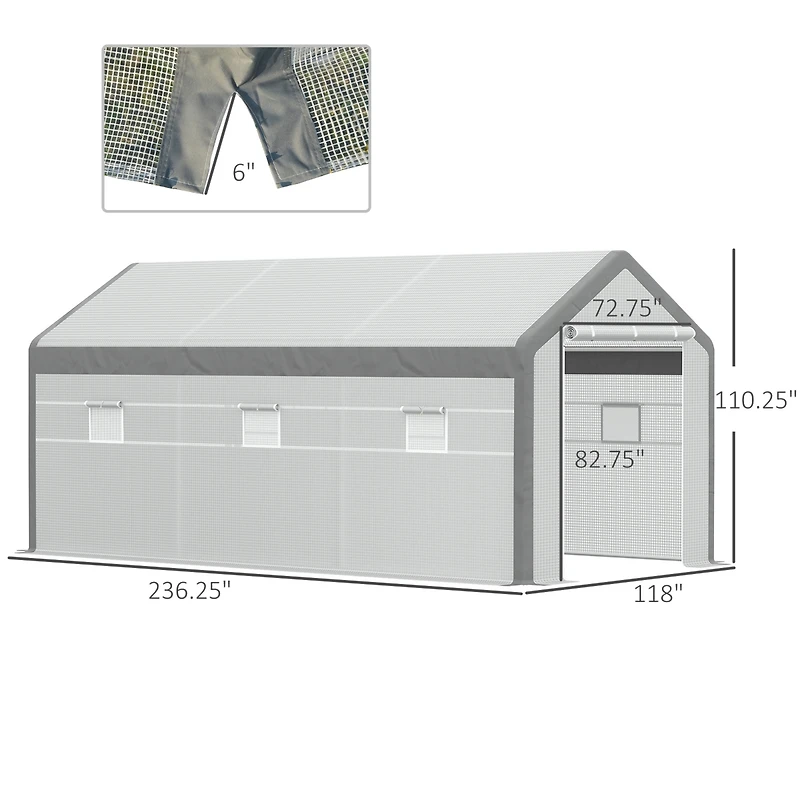 Outsunny Walk-in house with Windows Roll Up Door 20' x 10' x 9',