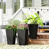 Outsunny 28" Tall Plastic Flower Pot, Set of 3