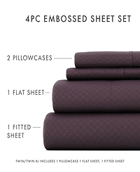 ienjoy Home Expressed In Embossed Checkered 4-Pc. Sheet Set, California King