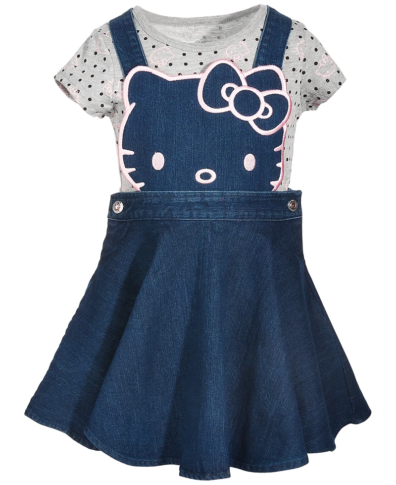 Hello Kitty Little Girls 2-Pc. Denim Skirtall & T-Shirt Set