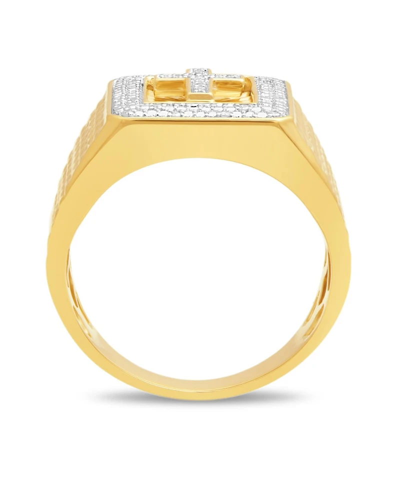Men's Diamond Cross Ring (1/10 ct. t.w.) in 18k Gold-Plated Sterling Silver