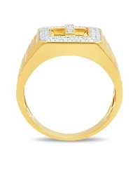 Men's Diamond Cross Ring (1/10 ct. t.w.) in 18k Gold-Plated Sterling Silver
