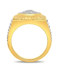 Men's Diamond Two-Tone Circle Cluster Style Ring (1/10 ct. t.w.) in 18k Gold-Plate Sterling Silver (Also in Sterling Silver)
