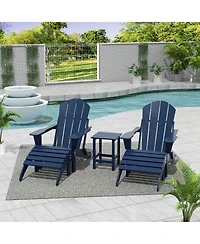 WestinTrends 5 Piece Outdoor Adirondack Folding Chair with Ottoman Side Table Set