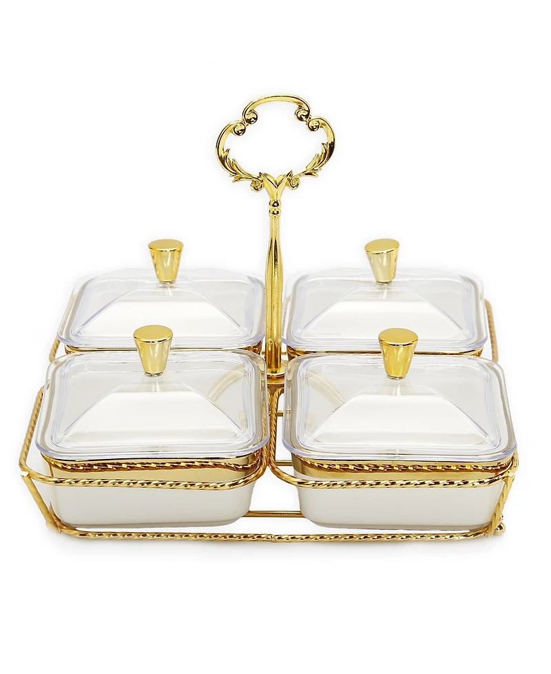 Classic Touch -Piece Bowl Relish Dish on Base Set